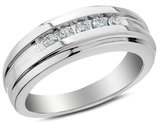 Mens 1/4 Carat (ctw H-I, I1-I2) Diamond Wedding Band Ring in 14K White Gold